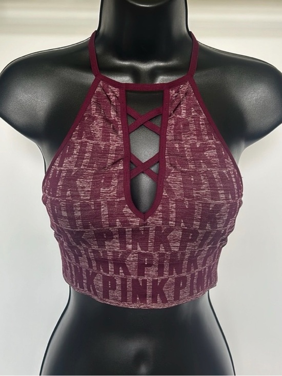 PINK Victoria's Secret Other - Victoria’s Secret PINK Cool & Comfy Strappy Logo Bralette Burgundy Sz Small